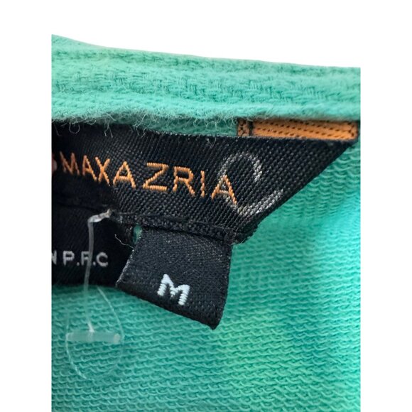 Vintage Y2K BCBG Max Azria Womens Medium Green Zip Hoodie Rhinestone Logo Cotton - Picture 4 of 7